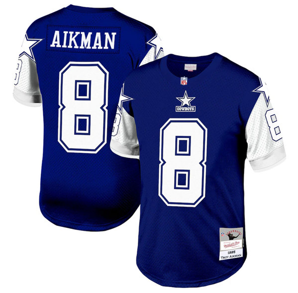 Men's Dallas Cowboys #8 Troy Aikman Navy 1995 Mitchell & Ness Stitched Football Jersey Men's Dallas Cowboys #8 Troy Aikman Navy 1995 Mitchell & Ness Stitched Football Jersey